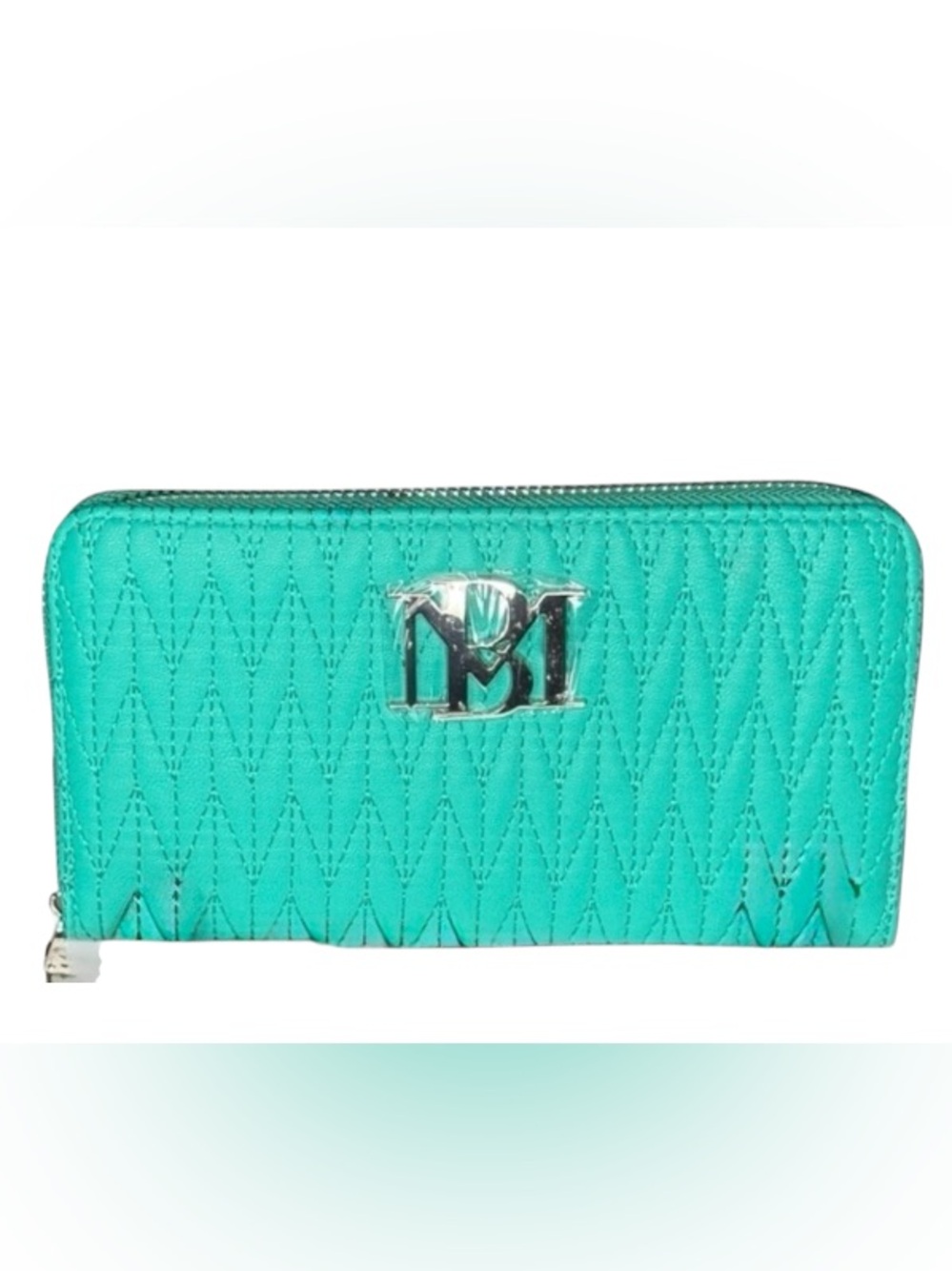 BADGLEY MISCHKA Teal Quilt Stitch Zip Continental Wallet - NWT